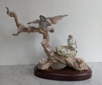 A Lladro 'Spring's New Arrivals' 01854 birds with nest limited edition 106/1000, signed by Antonio 