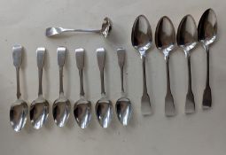 Four George III silver fiddle pattern table spoons, 23 cm, hallmarked for Christopher & Thomas Wilke