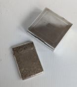 An Edwardian silver card case with flip top, profuse seaweed etched decoration, initialled, 9 x 6 cm