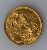 A George V gold full sovereign, 1914