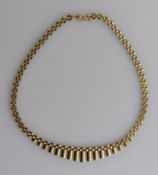 A yellow gold mid-century fringe necklace with lobster clasp, hallmarked, 40 cm, 14g