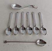 A set of Art Deco Georg Jensen Pyramid pattern silver teaspoons, each 12 cm, import marks for 1931