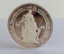 A cased Hungarian Mint 50th Anniversary issue, 1949-1999 Limited Edition silver 99.99 proof coin, 62