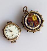 Queen Victoria Jubilee 9ct gold-cased pocket watch fob compass, 1887, hallmarked, 12g 