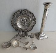 A late Victorian silver circular  dish or plaque with profuse rococo decoration, import mark for Mar