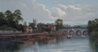 R. Allan (fl. 1884-1914), VIEW OF THE THAMES AT HENLEY, oil on canvas