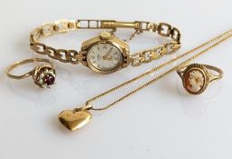 A ladies rotary dress watch in a yellow gold case and pierced bracelet strap, in working order