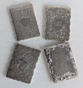 A late Victorian silver card case with profuse floral etched decoration, hallmarked for George Unite