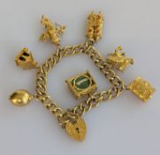 A yellow gold charm bracelet, all hallmarked 9ct, 63.44g