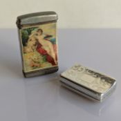 A George IV silver snuff box with c-scroll decoration and hinged lid, hallmarked for William Parker,