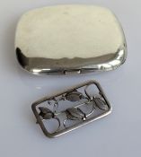 A Georg Jensen Danish sterling silver rectangular open work floral brooch