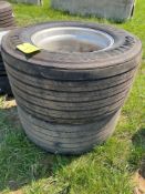 (2) 445/50R22.5 Road Tractor Tires on Rims
