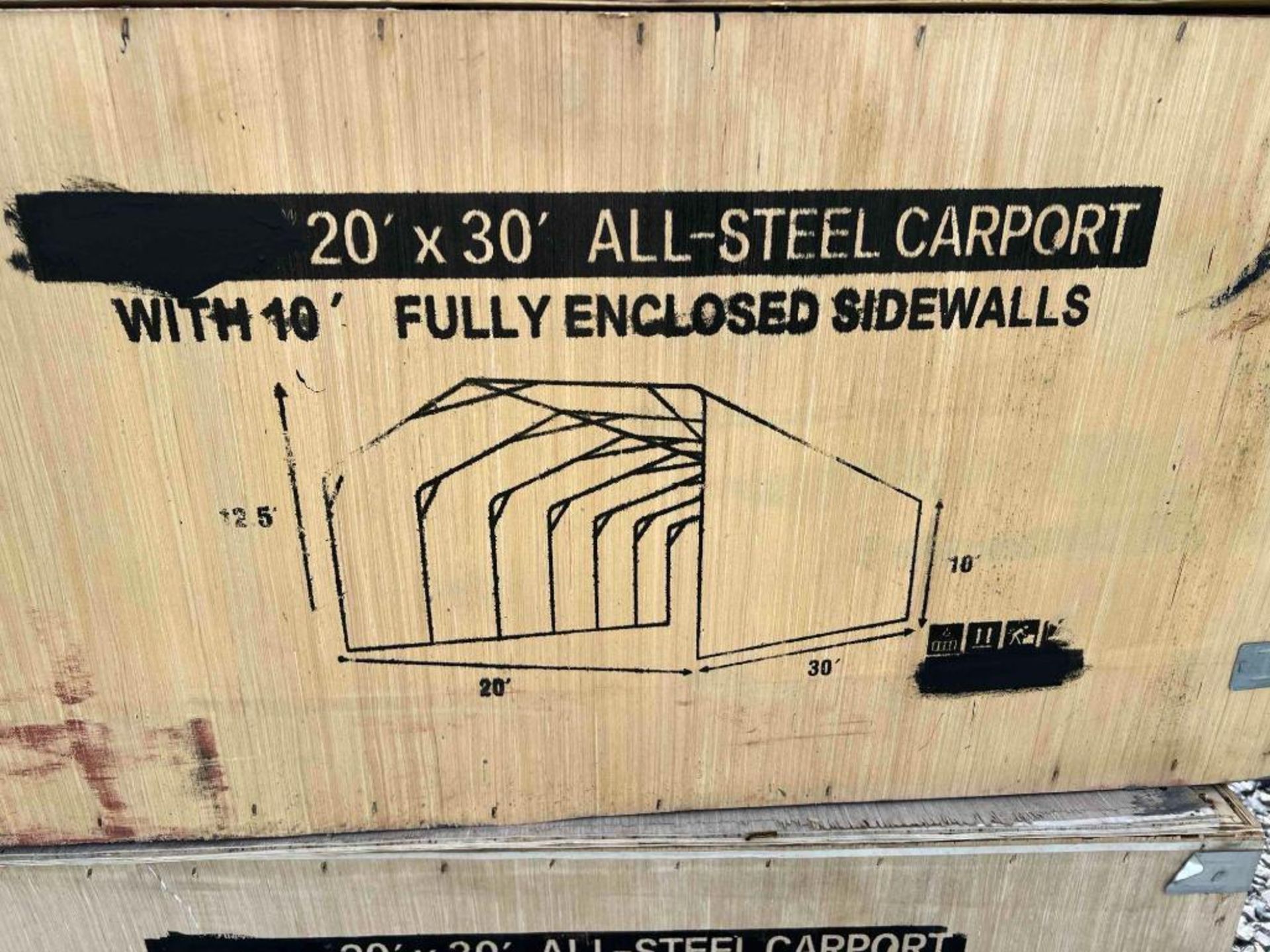 20'x30' All-Steel Carport W/ Enclosed Sidewalls - Image 2 of 3