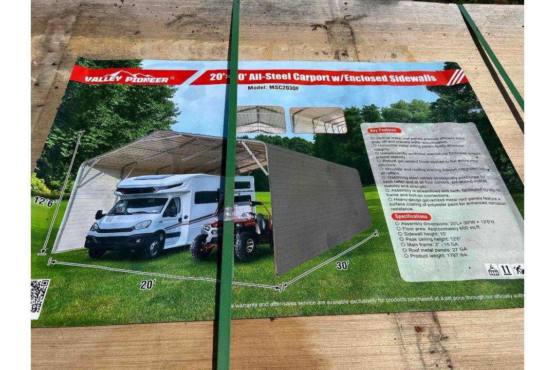 20'x30' All-Steel Carport W/ Enclosed Sidewalls - Image 3 of 3