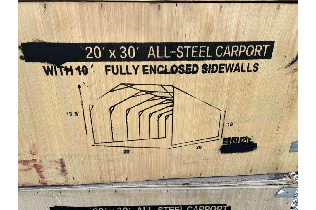 20'x30' All-Steel Carport W/ Enclosed Sidewalls - Image 2 of 3
