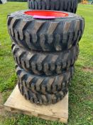 Unused Set of 4 10-16.5 Tires on Wheels for Bobcat