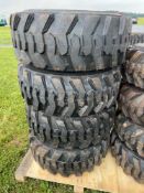 Unused Set of 4 12-16.5 Tires on Wheels for Bobcat
