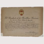 Peru Order of Ayacucho Awarded to US Rear Admiral William O. Spears.