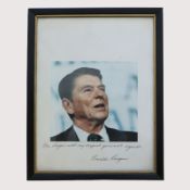USA Ronald Reagan Signed Photagraph, Framed