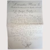 Equador 1902 letter from the President Leonidas Plaza Gutierrez to the King of Romania Carol I