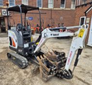 A BOBCAT E17 1.5T 360 degree Slew Tracked Mini Excavator, Serial No. B4PJ12988 (2023) with fitted