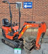 A KUBOTA K008-3 905Kg Mini Excavator, Serial No. 29810 (2017) with fitted ROPS Bar, Dozer Blade