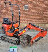 A KUBOTA K008-3 905Kg Mini Excavator, Serial No. 24867 (2013) with fitted ROPS Bar, Dozer Blade