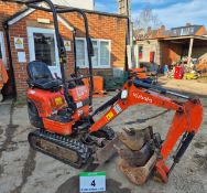 A KUBOTA K008-3 905Kg Mini Excavator, Serial No. 31227 (2018) with fitted ROPS Bar, Dozer Blade