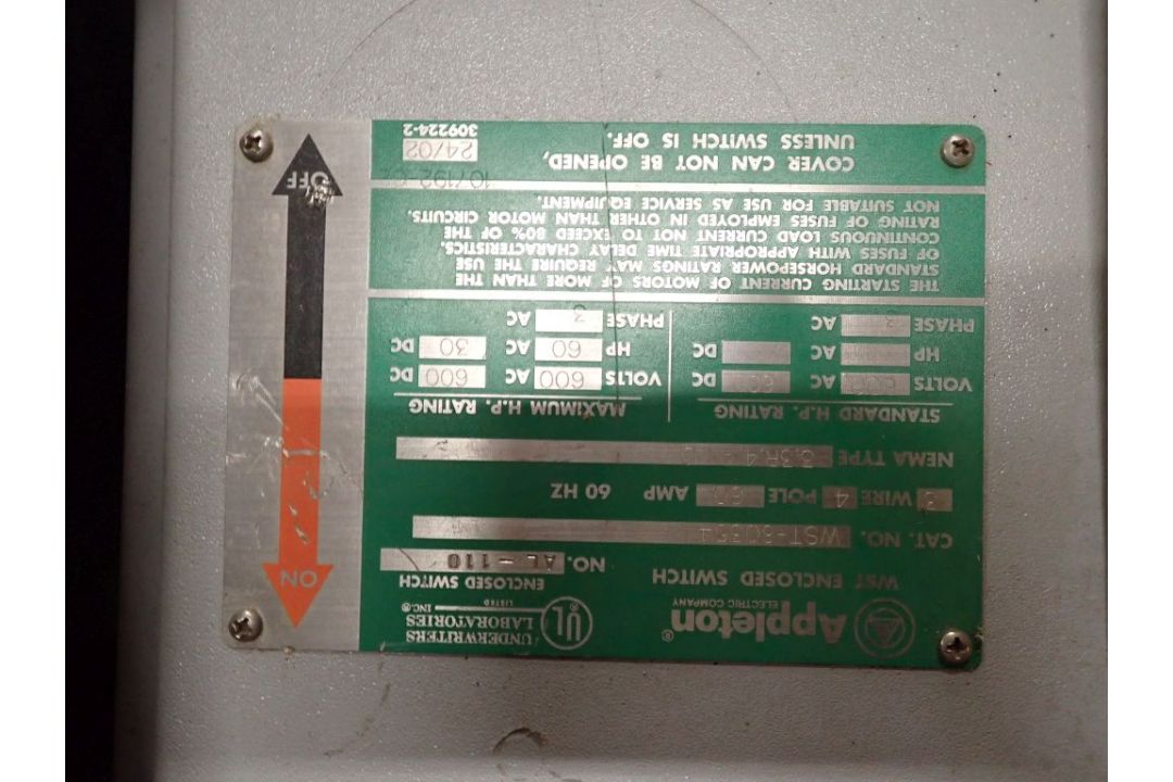 Lot of (2) Appleton Enclosed Switches - Image 7 of 8