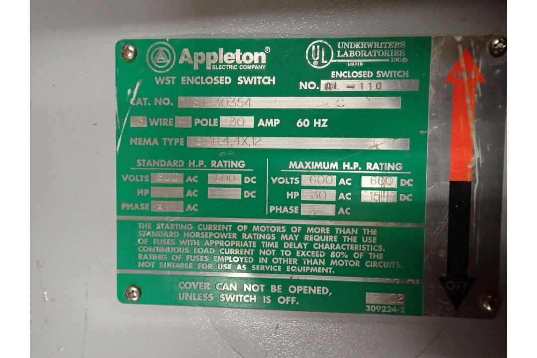 Lot of (2) Appleton Enclosed Switches - Image 4 of 8