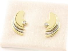 Paar Brillant-Ohrstecker, 585/ooo GG/WG, 4,4g