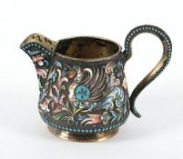 Cloisonné-Sahnegießer, 84/oo, vergoldet, N.N. Swerew, Moskau, 1908-1912