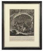 Ridinger, J.E., Leopard mit Esel, R.