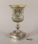 Biedermeier-Pokal mit Spielwerk, 12lötig, deutsch, um 1829
