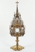 große neogotische Turmmonstranz, vergoldet, Camille Esser, Weert, 1898