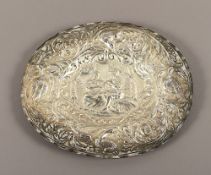 ovale Schauplatte, Silber, getrieben, wohl deutsch, 19.Jh.