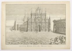 drei italienische Stadtansichten, Venedig und Pavia, Kupferstich, besch., ungerahmt