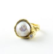 Perl-Brillantring, 750/ooo GG, Barockperle