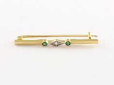 Stabnadel, 585/ooo GG, Smaragd, Diamanten, 1,8g
