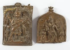 zwei Votivtafeln, Bronze, Indien