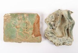 zwei Terracotta-Relieffragmente, Indien