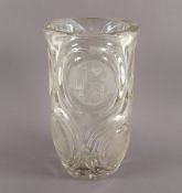 große Vase, Glas, Kubicek, Glasfachschule Eisenbrod, um 1945