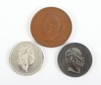 drei Medaillen Wilhelm I. von Preussen, Bronze, Silber