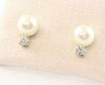 Perl-Brillant-Ohrstecker, 585/750/ooo WG/GG