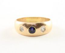 Bandring, 585/ooo GG, gepr., Safir, Diamanten