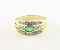 Ring, 585/ooo GG, Diamanten, Smaragd, 3,8g