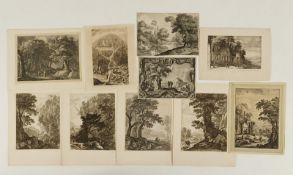 Konvolut von zehn Altmeistergrafiken, Landschaften, meist, 17.Jh., ungerahmt