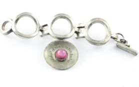 Zinn-Schmuck, Armband und Brosche, Dänemark 1960er Jahre