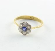 Safir-Diamantring, 750/ooo GG, 2,6g