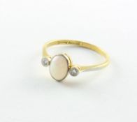 Opalring, 750/ooo Platin, kl. Diamanten, 2,6g